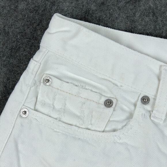 We The Free Womens Shorts 27 White Denim Mid Rise Button Fly Fray Hem Distressed - Picture 6 of 13